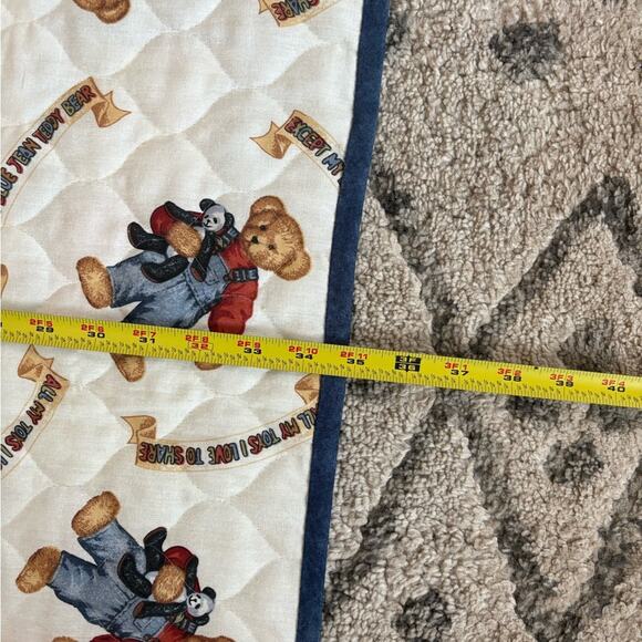 Vintage handmade blue jean teddy bear quilt - Picture 6 of 8